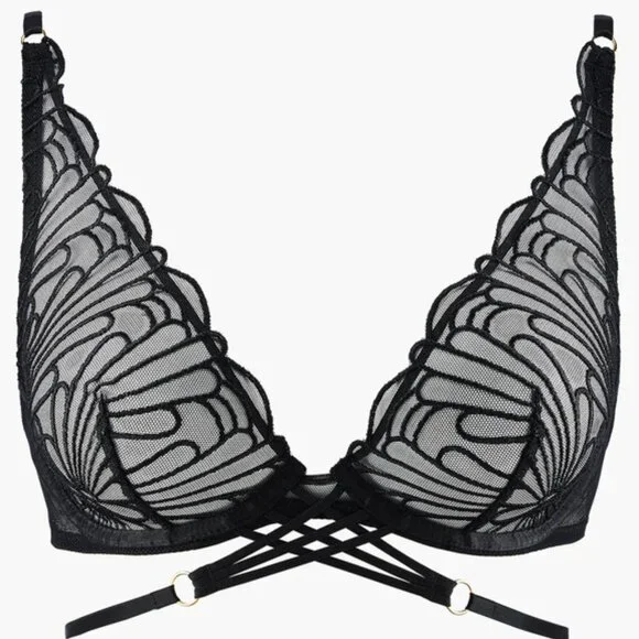 AUBADE L'indomptable Ultra Plunge Triangle Bra in Afterdark Black Size 34D NWT - Picture 14 of 14